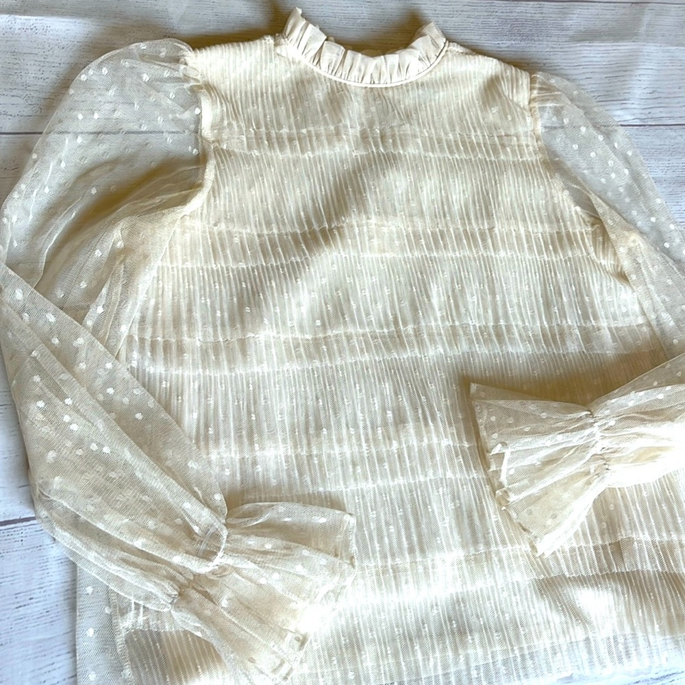 Express Cream laced layered blouse